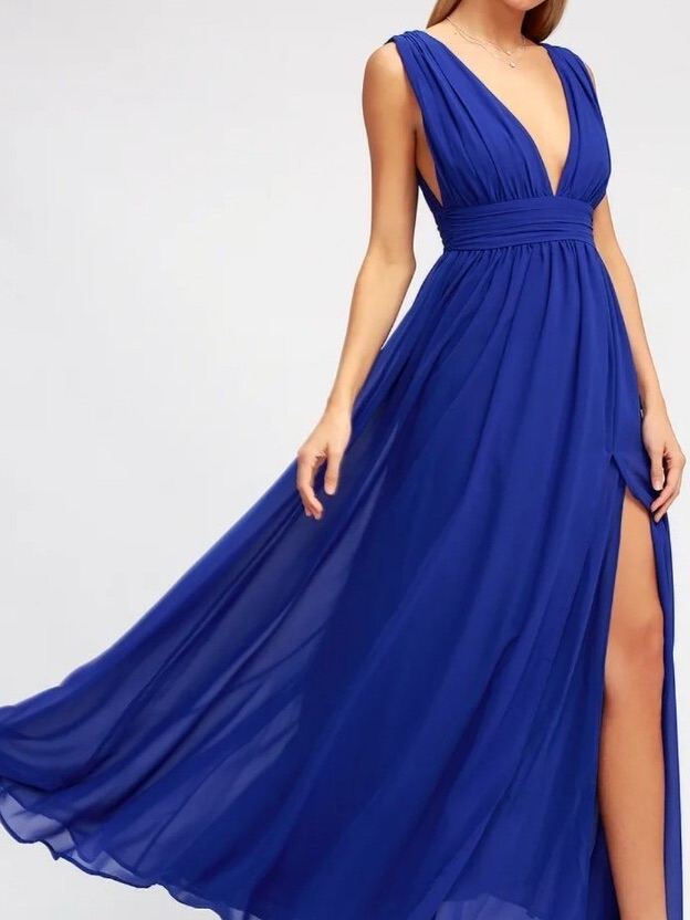 Lulus Heavenly Hues Blue V-Neck Maxi Dress
